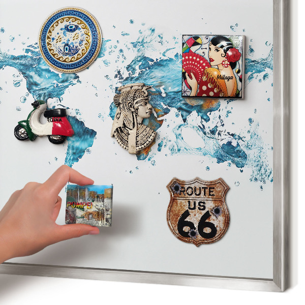 Magneetbord voor souvenir magneten met zilveren lijst Waterkaart