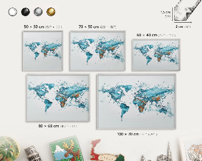 Magneetbord voor souvenir magneten met zilveren lijst Waterkaart