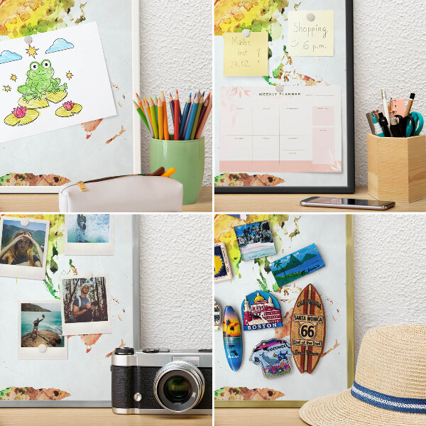 Decoratief metalen magneetbord in een zilveren lijst Kleurenkaart