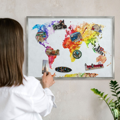 Decoratief metalen magneetbord in een zilveren lijst Kleurenkaart