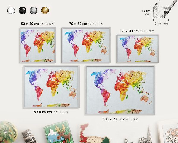 Decoratief metalen magneetbord in een zilveren lijst Kleurenkaart