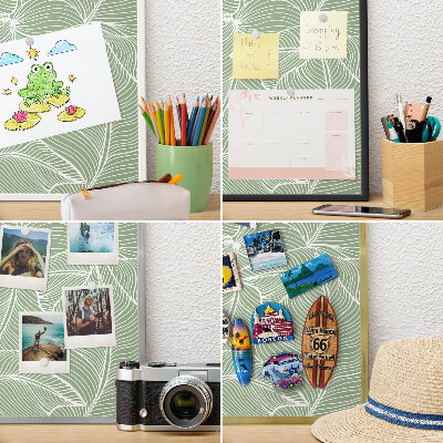 Decoratief metalen magneetbord in een zilveren lijst Tropische bladeren
