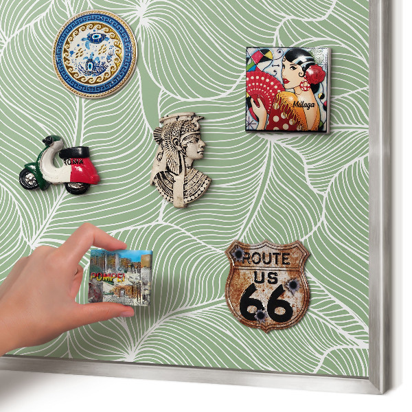 Decoratief metalen magneetbord in een zilveren lijst Tropische bladeren