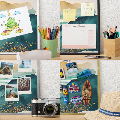 Decoratief metalen magneetbord in een zilveren lijst Een vredig uitzicht
