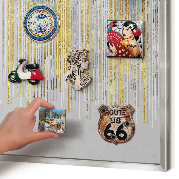 Magneetbord voor souvenir magneten met zilveren lijst Abstracte bos