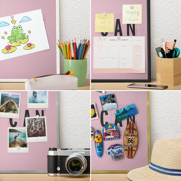 Decoratief metalen magneetbord in een zilveren lijst Motivatie elke dag