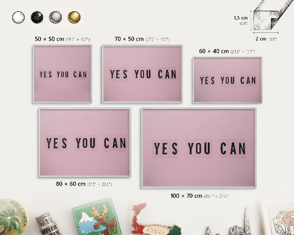 Decoratief metalen magneetbord in een zilveren lijst Motivatie elke dag