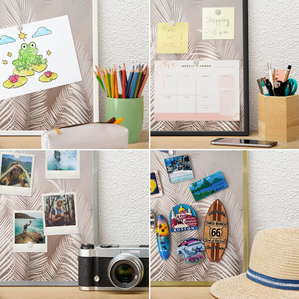 Magneetbord voor souvenir magneten met zilveren lijst Bladeren van de natuur