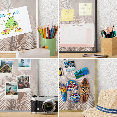 Magneetbord voor souvenir magneten met zilveren lijst Bladeren van de natuur