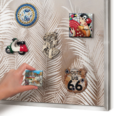 Magneetbord voor souvenir magneten met zilveren lijst Bladeren van de natuur