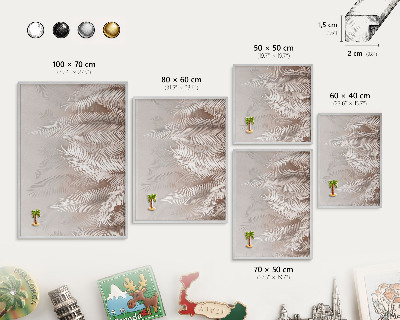 Magneetbord voor souvenir magneten met zilveren lijst Bladeren van de natuur
