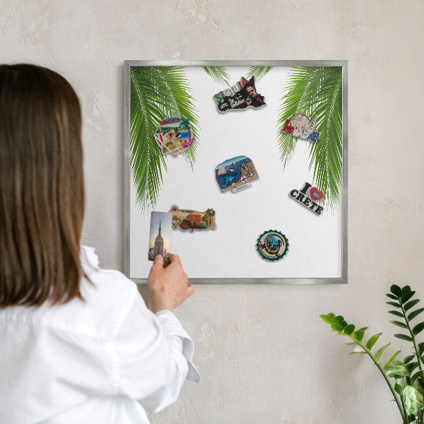 Decoratief metalen magneetbord in een zilveren lijst Exotische natuur