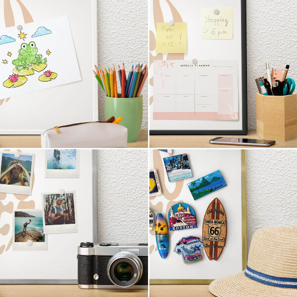 Decoratief metalen magneetbord in een zilveren lijst Hallo zomer
