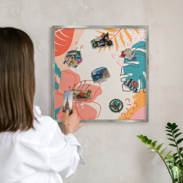 Decoratief metalen magneetbord in een zilveren lijst Moderne natuur