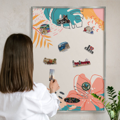 Decoratief metalen magneetbord in een zilveren lijst Moderne natuur