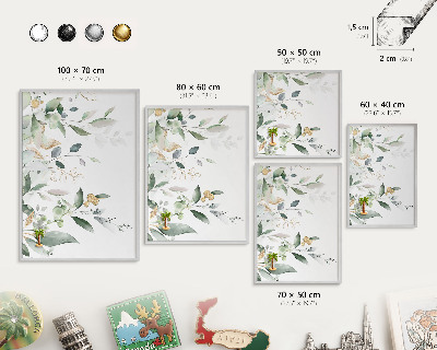 Decoratief metalen magneetbord in een zilveren lijst Groene bladeren