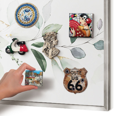 Magneetbord voor souvenir magneten met zilveren lijst Botanische elegantie