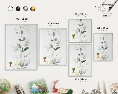Magneetbord voor souvenir magneten met zilveren lijst Botanische elegantie