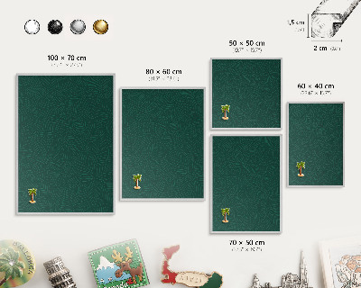 Decoratief metalen magneetbord in een zilveren lijst Groene bladeren