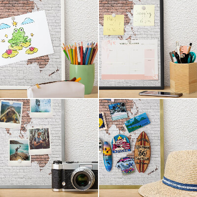 Magneetbord voor souvenir magneten met zilveren lijst Bakstenen plattegrond