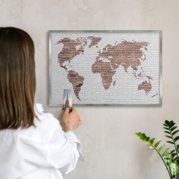 Magneetbord voor souvenir magneten met zilveren lijst Bakstenen plattegrond