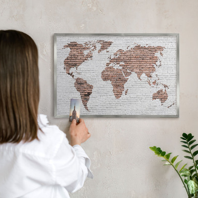 Magneetbord voor souvenir magneten met zilveren lijst Bakstenen plattegrond