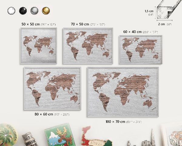 Magneetbord voor souvenir magneten met zilveren lijst Bakstenen plattegrond