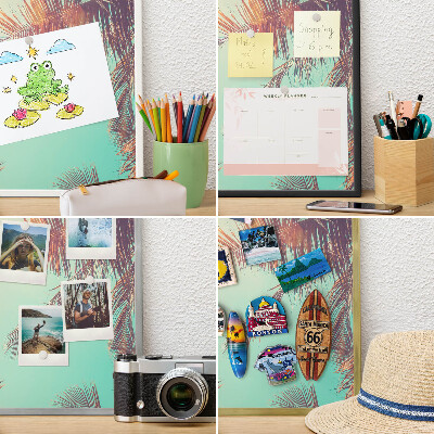 Decoratief metalen magneetbord in een zilveren lijst Tropisch paradijs