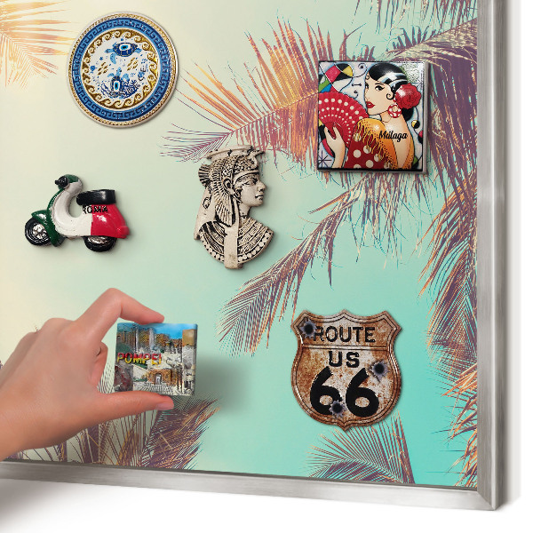 Decoratief metalen magneetbord in een zilveren lijst Tropisch paradijs
