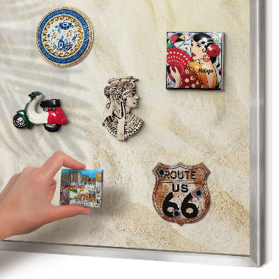 Magneetbord voor souvenir magneten met zilveren lijst Tropisch patroon