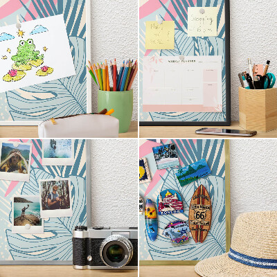 Decoratief metalen magneetbord in een zilveren lijst Tropische abstractie