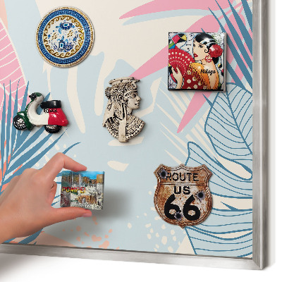 Decoratief metalen magneetbord in een zilveren lijst Tropische abstractie