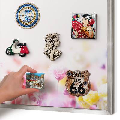 Magneetbord voor souvenir magneten met zilveren lijst Pastelkleurige bloemen