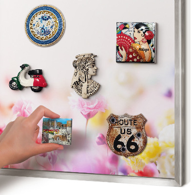 Magneetbord voor souvenir magneten met zilveren lijst Pastelkleurige bloemen