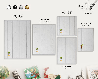 Decoratief metalen magneetbord in een zilveren lijst Witte borden