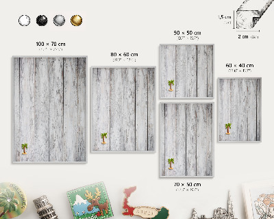 Decoratief metalen magneetbord in een zilveren lijst Rustiek hout