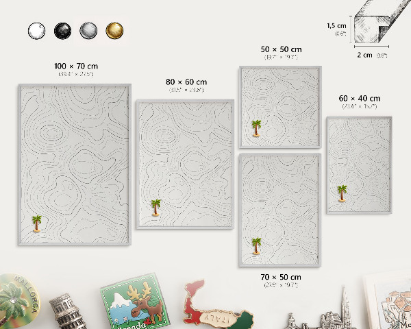 Decoratief metalen magneetbord in een zilveren lijst Geometrische elegantie