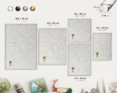 Decoratief metalen magneetbord in een zilveren lijst Geometrische elegantie