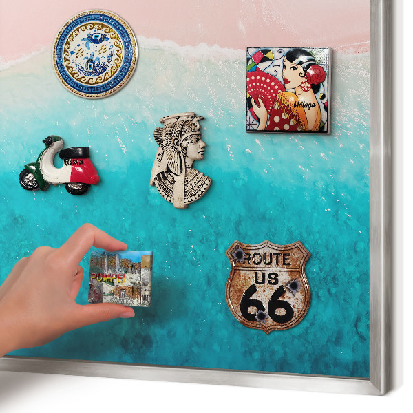 Magneetbord voor souvenir magneten met zilveren lijst Zomerse ontspanning