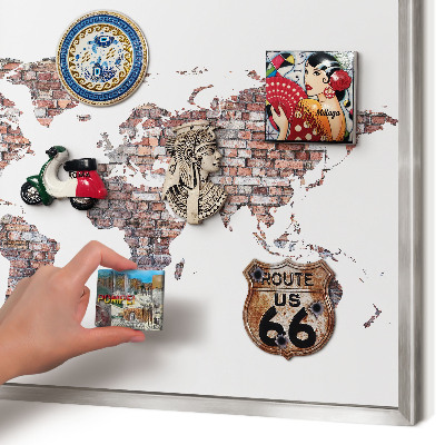 Decoratief metalen magneetbord in een zilveren lijst Baksteenwereld