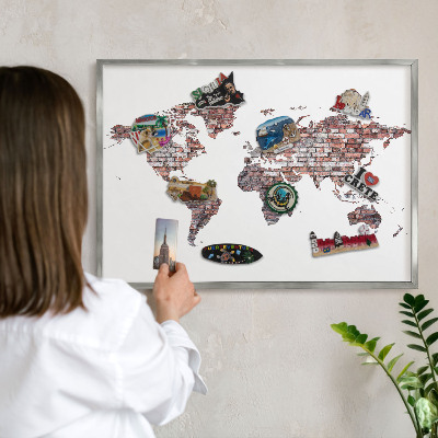Decoratief metalen magneetbord in een zilveren lijst Baksteenwereld