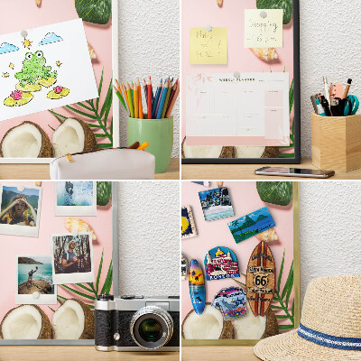 Decoratief metalen magneetbord in een zilveren lijst Tropische vakantie