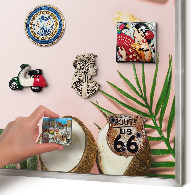 Decoratief metalen magneetbord in een zilveren lijst Tropische vakantie