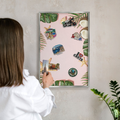 Decoratief metalen magneetbord in een zilveren lijst Tropische vakantie