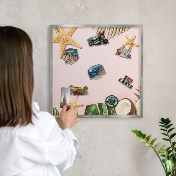 Decoratief metalen magneetbord in een zilveren lijst Tropische vakantie