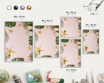 Decoratief metalen magneetbord in een zilveren lijst Tropische vakantie