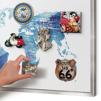 Decoratief metalen magneetbord in een zilveren lijst Aquarelkaart