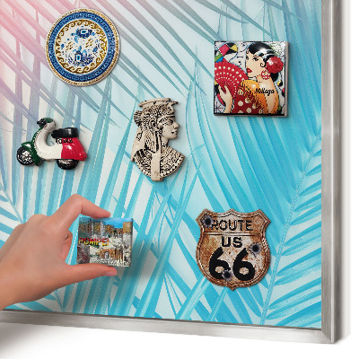 Magneetbord voor souvenir magneten met zilveren lijst Tropische elegantie