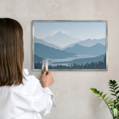 Decoratief metalen magneetbord in een zilveren lijst Berg harmonie