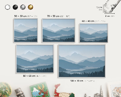 Decoratief metalen magneetbord in een zilveren lijst Berg harmonie